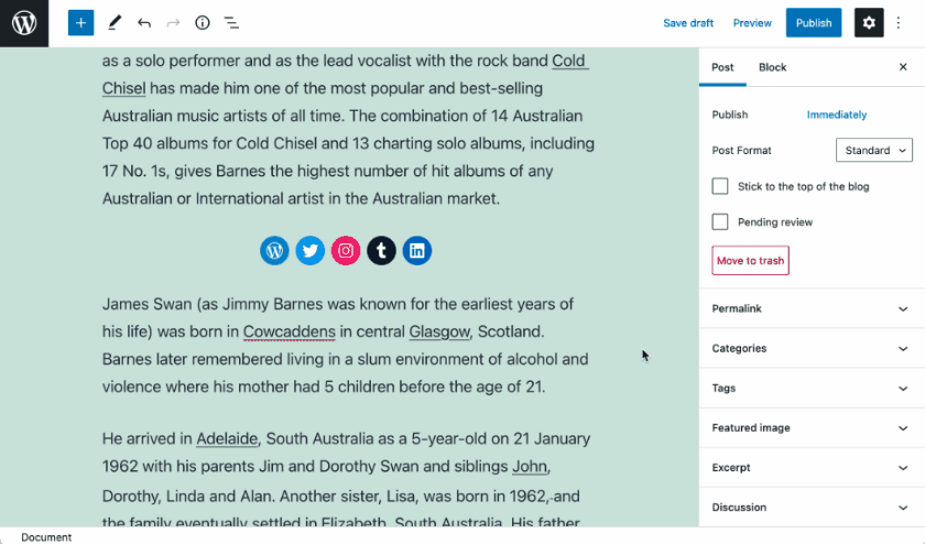 Gutenberg 9.9为社交图标添加颜色选项,为图像包括圆角边框,并更改主题JSON格式-玩转网