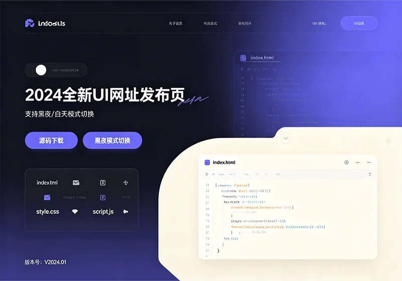 2024全新UI网址发布页源码带黑夜模式-玩转网
