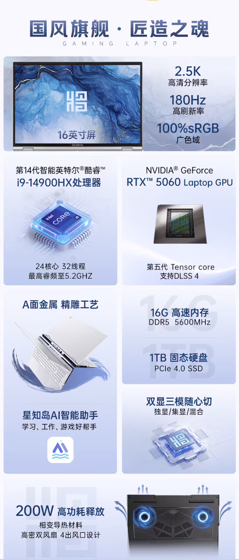 图片[2]-7599 元起七彩虹将星 X16 Pro 笔记本上架：RTX5060，可选 i5-14450HX / i7-14650HX / i9-14900HX-玩转网