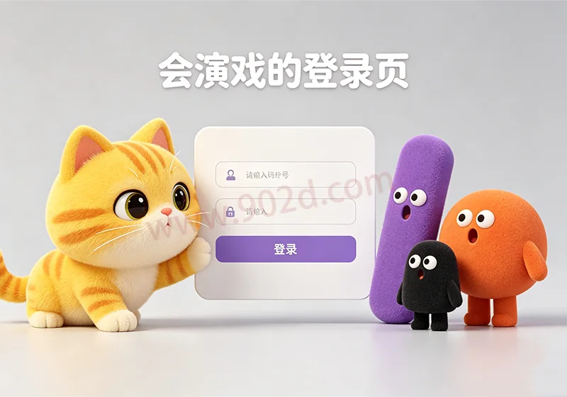 AI 开发趣味登录页:会偷看的小猫 + 互动几何人物,手把手教你打造同款 VibeCoding 登录界面-玩转网